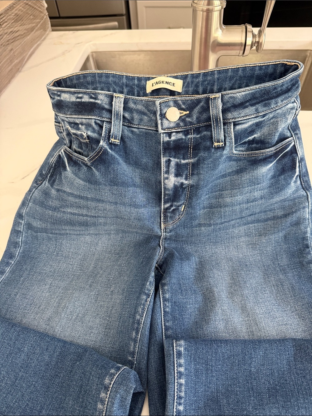 L'AGENCE Medium Blue High-Rise Denim Jeans